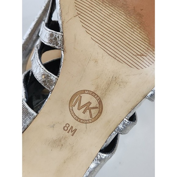 MICHAEL MICHAEL KORS Women's Shiloh Silver Snakeskin High Heels Size 8 *GUC* - Picture 6 of 6